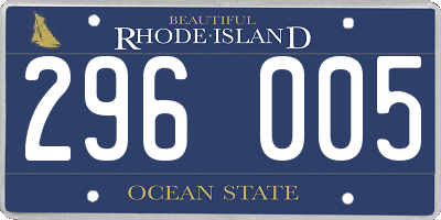 RI license plate 296005