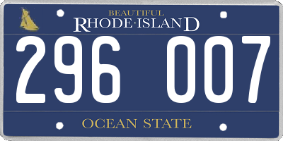 RI license plate 296007