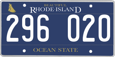 RI license plate 296020