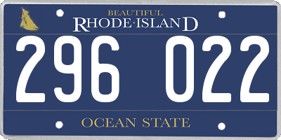 RI license plate 296022