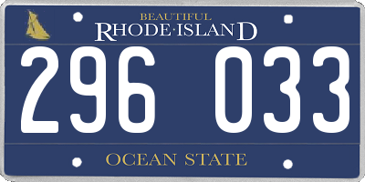 RI license plate 296033
