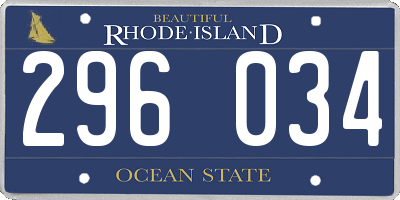 RI license plate 296034