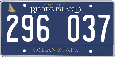 RI license plate 296037
