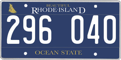 RI license plate 296040