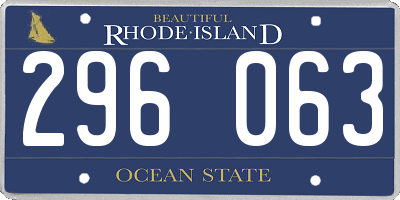 RI license plate 296063