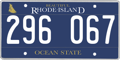 RI license plate 296067