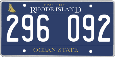 RI license plate 296092