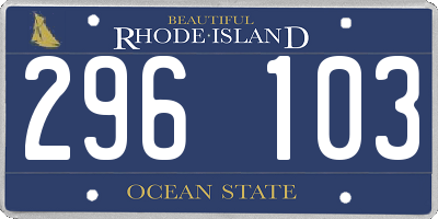RI license plate 296103
