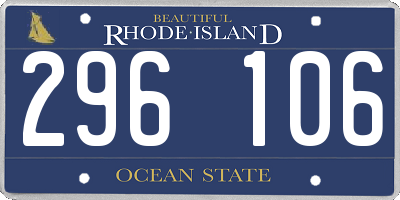 RI license plate 296106
