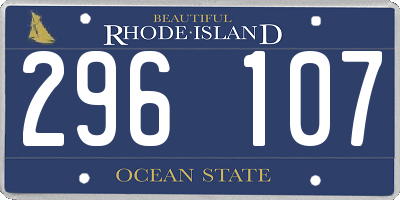 RI license plate 296107