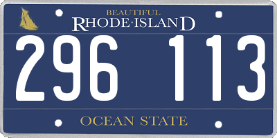 RI license plate 296113