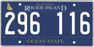 RI license plate 296116