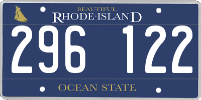 RI license plate 296122