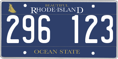RI license plate 296123