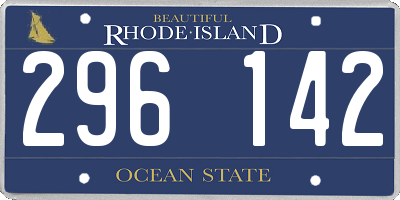 RI license plate 296142