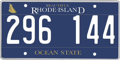 RI license plate 296144