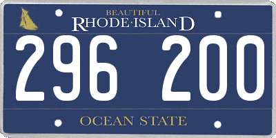 RI license plate 296200