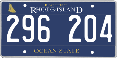 RI license plate 296204