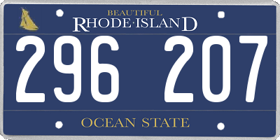 RI license plate 296207