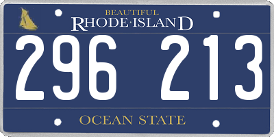 RI license plate 296213