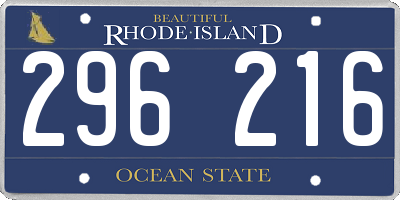 RI license plate 296216