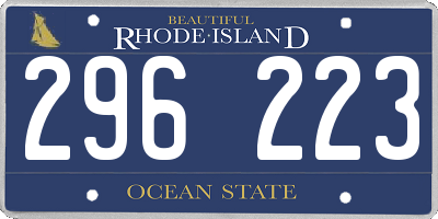 RI license plate 296223