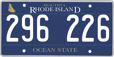 RI license plate 296226