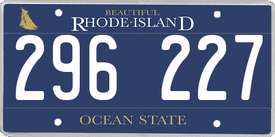 RI license plate 296227