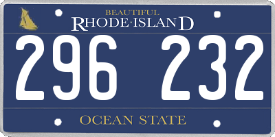 RI license plate 296232