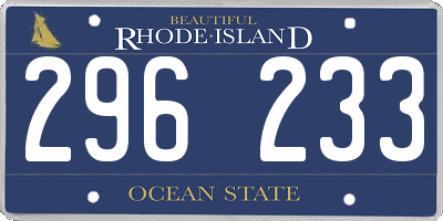 RI license plate 296233