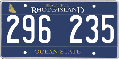 RI license plate 296235