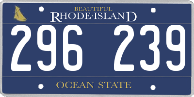 RI license plate 296239