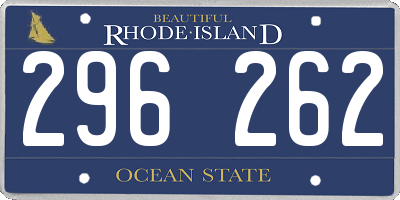 RI license plate 296262