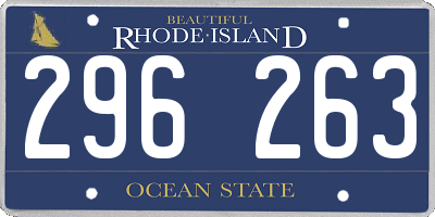 RI license plate 296263