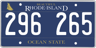 RI license plate 296265