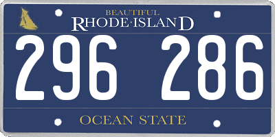 RI license plate 296286