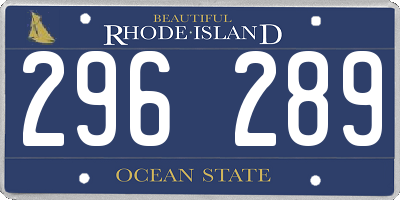 RI license plate 296289