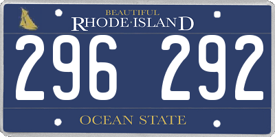 RI license plate 296292