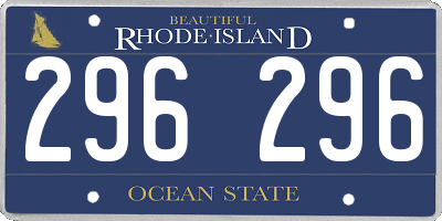 RI license plate 296296