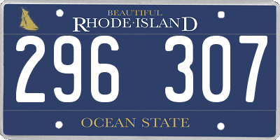 RI license plate 296307