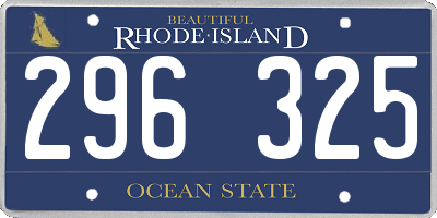 RI license plate 296325