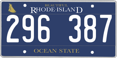 RI license plate 296387