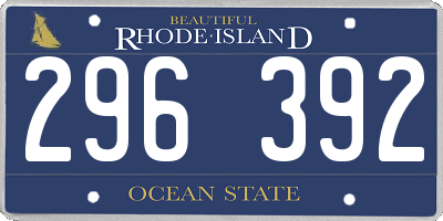 RI license plate 296392