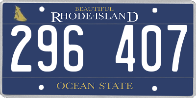 RI license plate 296407
