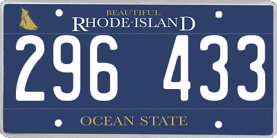 RI license plate 296433