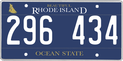 RI license plate 296434
