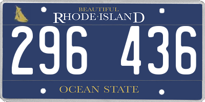 RI license plate 296436