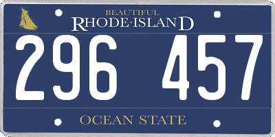 RI license plate 296457