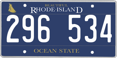 RI license plate 296534