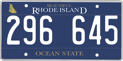 RI license plate 296645